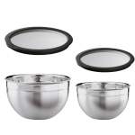 Roesle Bowl Set: Stainless Steel With Airtight Glass Lids 20 & 24CM 2 Pcs