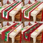 Merry Christmas Table Runner - 180.01X35.0CM Festive Red Flowers & Elk Design Polyester Holiday Decor For Home Perfect For Xmas