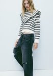 Frill-trimmed Textured-knit Jumper - White