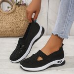 Women's Solid Color Flat Shoes Breathable Knit Slip On Shoes Lightweight & Comfortable Shoes
