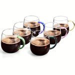 Sturdy Glass Mug Set: Vibrant Colors High-borosilicate Material Lead-free Suitable For Coffee Tea And Iced Water - Perfect For C