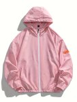 Cartoon Astronaut Pattern Men's Hooded Long Sleeve Zipper Down Sun Protection Jacket With Pockets Lightweight And Breathable Jac