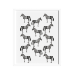 Monochrome Zebras Art Print