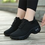 Women's Breathable Mesh Sneakers Casual Running Shoes With Air Cushion Sole Thick Bottom Sports Footwear Business Matching Lazy