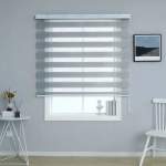 Smte Quality Roller Zebra Blinds Dual Layer Night Blinds For Windows Grey 250 Cm With Keychain