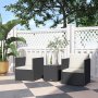Folding Wicker Bistro Set 3 Piece Patio Furniture Set With Cushions And Glass Coffee Table For Porch Balcony Black