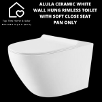 Alula Ceramic White Wall Hung Rimless Toilet With Soft Close Seat - Pan Only