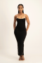 Zee Ribbed Bodycon Dress W/ Contrast Piping - S