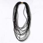 Multi String Stretchy Fabric Necklace - Black Free
