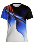 Novelty 3D Gradient Pattern Print Men's Crew Neck Short Sleeve T-Shirt Casual Summer T-Shirt For Daily Wear And Vacation Resorts