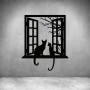 Cats Looking Out Window - Matt Black / L 1000 X H 830MM