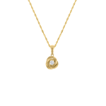 Yellow Gold & Sterling Silver Cubic Zirconia Flower Pendant On Chain