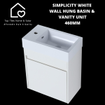 Simplicity White Wall Hung Basin & Vanity Unit - 460MM