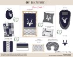 Cot Duvet Bedding Navy Buck Pattern Set