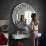 Round Decorative Crystal Wall Mirror