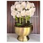 Artificial Orchid Arrangement In A Gold Vase