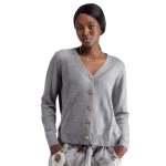 Rose Button Cashmere Cardi - Grey Free
