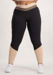 Colour Block Active Legging - Black And Beige - L
