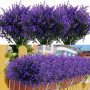 12 Bundles Artificial Flowers Fake Outdoor Plants Faux Uv Resistant Lavender Flower Plastic Shrubs Indoor Outdoor Hanging Decorations Spring Summer Outdoor Garden Yard Decor