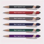 6-PACK Best Teacher Ever Personalized Aluminum Ballpoint Pens - 2-IN-1 Capacitive Stylus And Retractable Pen With Medium Point 1