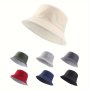 Solid Color Bucket Hat Double-sided Foldable Fishman Cap Outdoor Sunshade Hats Suitable For Women Men