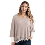 Double Layer Lace Trim Knit - Mushroom Free