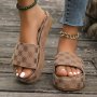 Women's Floral Pattern Sandals Platform Slip On Summer Vacation Slides Casual Home Walking Slides