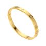 Waterproof Stainless Steel Bangle With Cubic Zirconia Embellishments - Gold