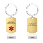 CAS102492 - Personalized Medical Alert Keyring Stainless Steel - Gold
