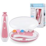 Pandaear Baby Nail Trimmer Electric Baby Nail Clippers Safe Baby Nail File Kit With Extra 6 Replacement Pads -pink