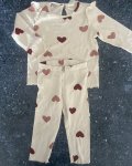 H&m Beige Hearts Ribbed Pajama Set 9 12M