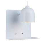 Luxo Large LED Bedside Wall Light Metal USB Charger