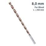 Alpen Timber Twist 8 Mm X 250 Long Wood Drill Bit Sleeved ALP6720080