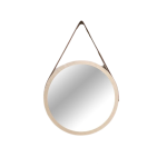 Porthole Mirror With Leather Strap - Large Tan