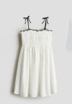Smocked-top Dress - White