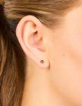 Waterproof Gold Plated Stainless Steel Cubic Zirconia July Birthstone Bezel Set Stud Earrings