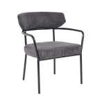 Oliver Metal And Fabric Dining Chair Black Grey - Black