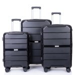 Globus 3 Piece Travel Luggage Trolley Set Black