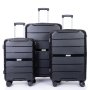 Tosca Globus 3 Piece Travel Luggage Trolley Set Black
