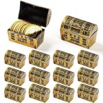 Velatyvio 36PCS MINI Pirate Treasure Chest 2.28 X 1 X 1.57 Inch Plastic Toy Pirate Chest With A Gold Finish Vintage Pirate Small