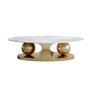 Dual Golden Balls Marble Top Coffee Table