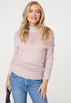 Crochet Inset Jersy - Dusty Pink