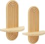 Boho Wood Wall Candle Sconces Set Rustic Floating Shelves 2 Pack