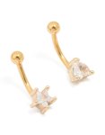 Goldair Gold Plated Surgical Steel Cubic Zirconia Ear & Body Jewellery Set