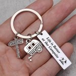 1PC Life Ls Better At The Campsite Keychain For Men Camper Camping Rv Accessories Travel Trailer Keychain For Camp Lover