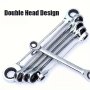 12-IN-1 Professional Ratchet Wrench Set Chrome Vanadium Steel Double-headed & Reversible - Durable Industrial Tool Ratcheting Wrench Set Extra Long Flex Head Ratcheting Wrench Set