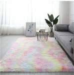 Smte Fluffy Carpet Shaggy & Foldable Rug Rainbow With Keychain