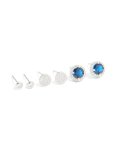 Silver Blue & Clear Cubic Zirconia Earrings 3-PACK