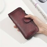 Women's Vintage Long Wallet Versatile Clutch Coin Purse Large Capacity Solid Color Purse Unisex Bag For Daily Use
