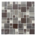 Crystal Glass Mosaic Tile Grey & Brown Mix 30CM X 30CM